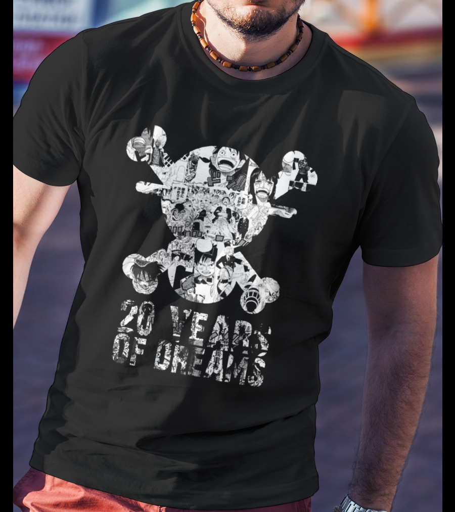 One Piece 20 Years Of Dreams Manga Collage Jolly Roger T-Shirt