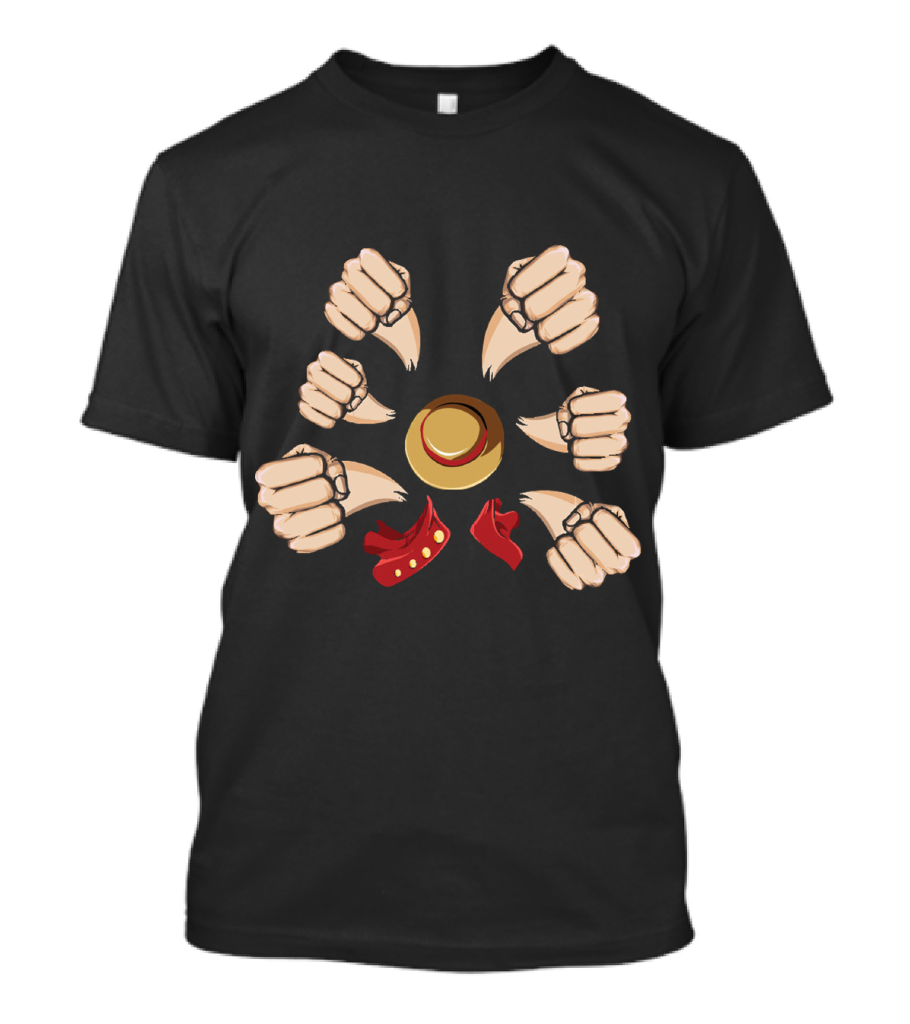 Gatling Gun Luffy Fists One Piece Anime Straw Hat T-Shirt