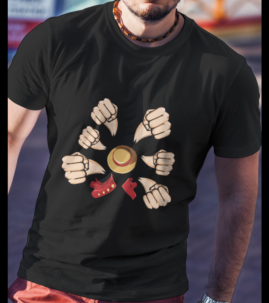 Gatling Gun Luffy Fists One Piece Anime Straw Hat T-Shirt