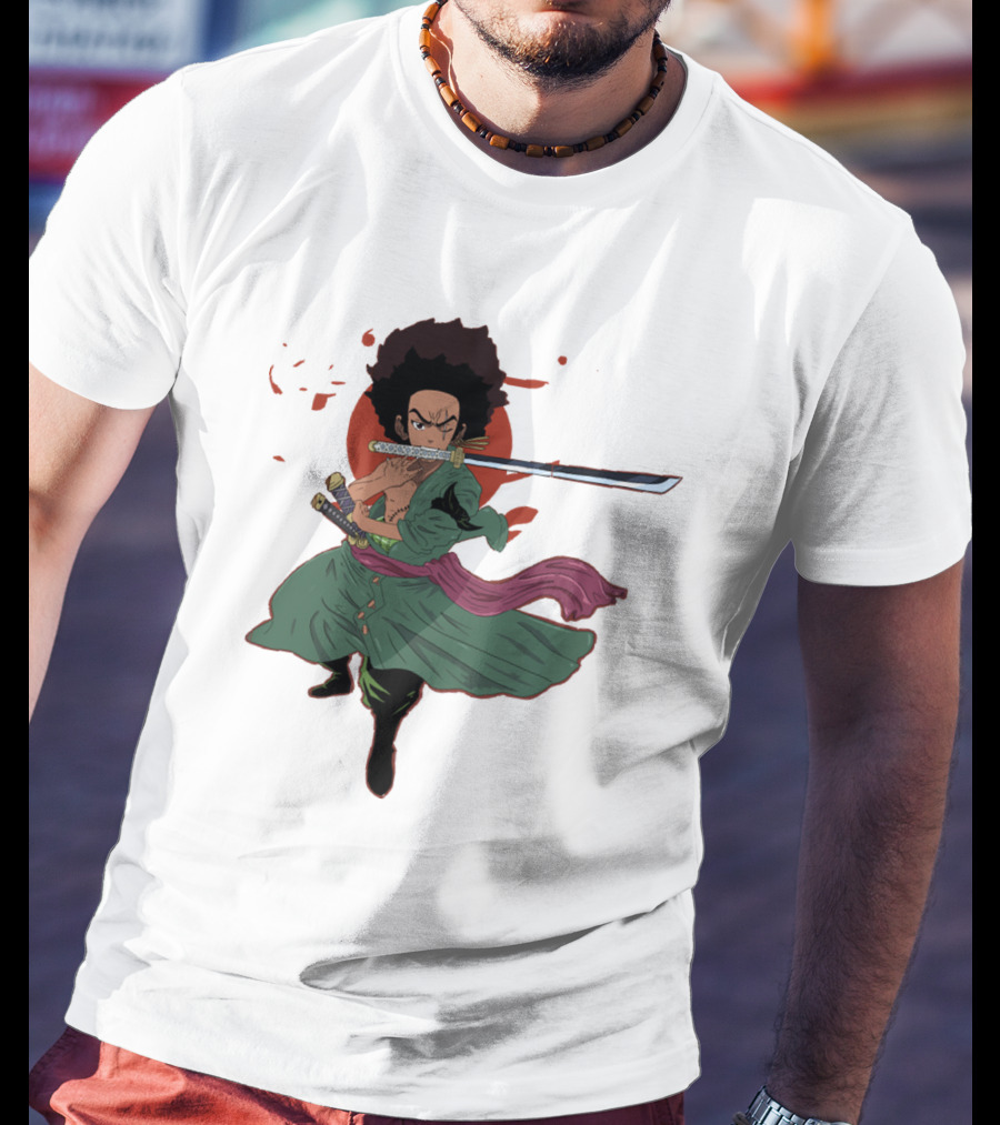 Huey Freeman X Roronoa Zoro Samurai Sword Fighter T-Shirt