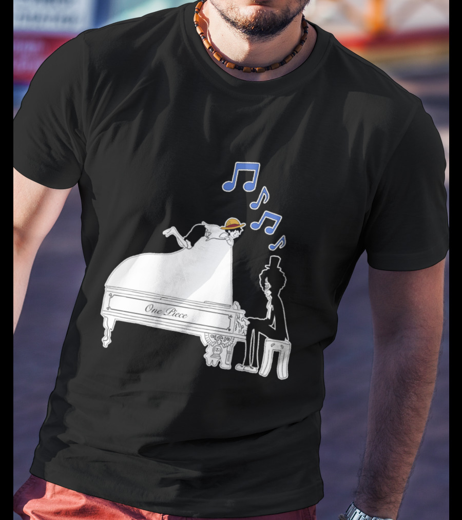 One Piece Luffy And Brook Piano Music Notes T-Shirt