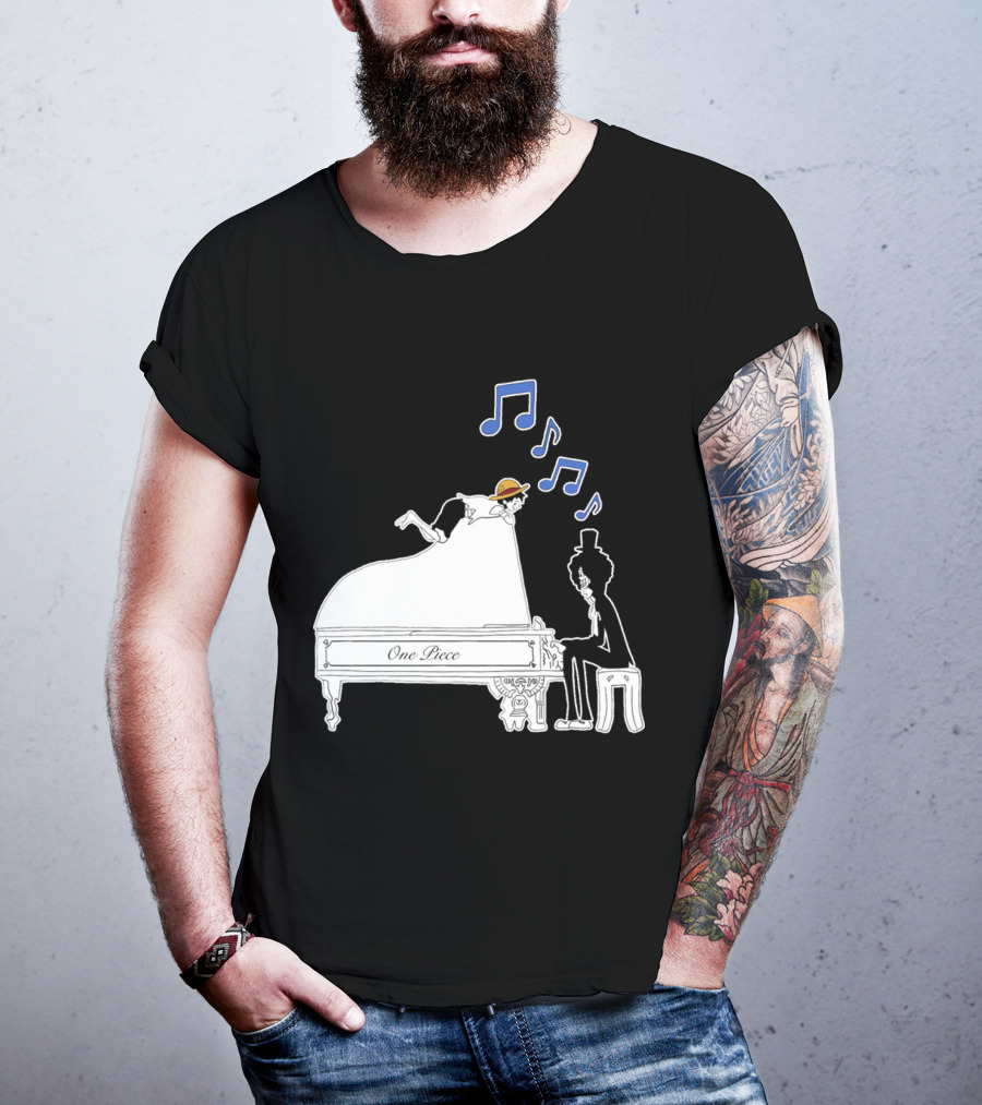 One Piece Luffy And Brook Piano Music Notes T-Shirt