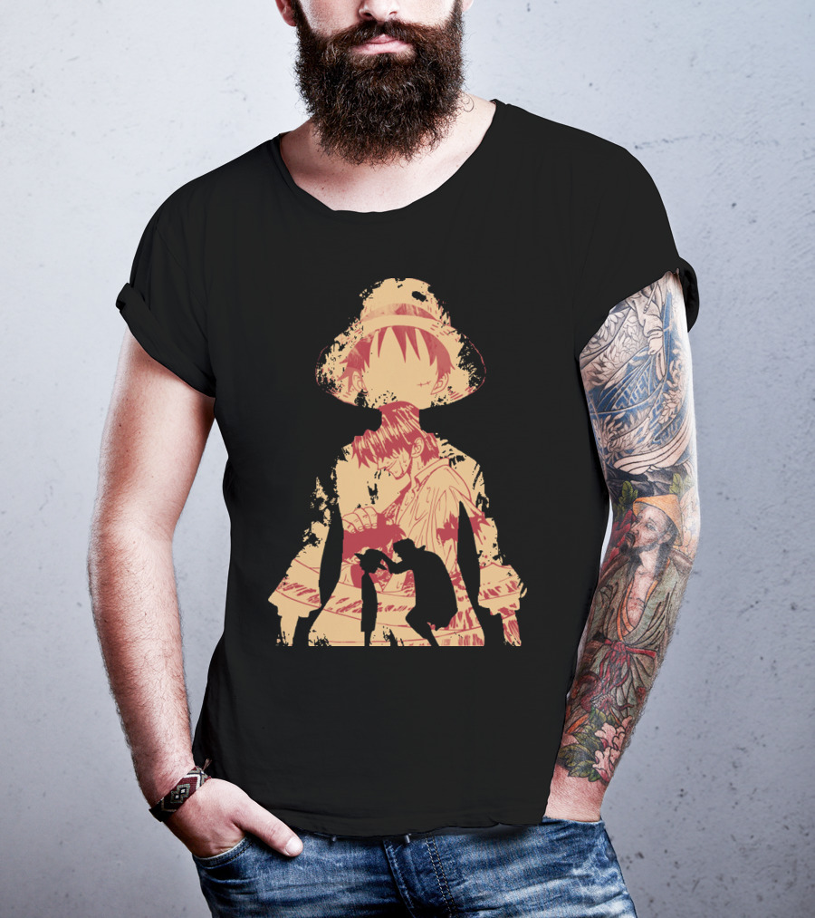 Luffy Shanks Silhouette Straw Hat Mentorship Scene T-Shirt