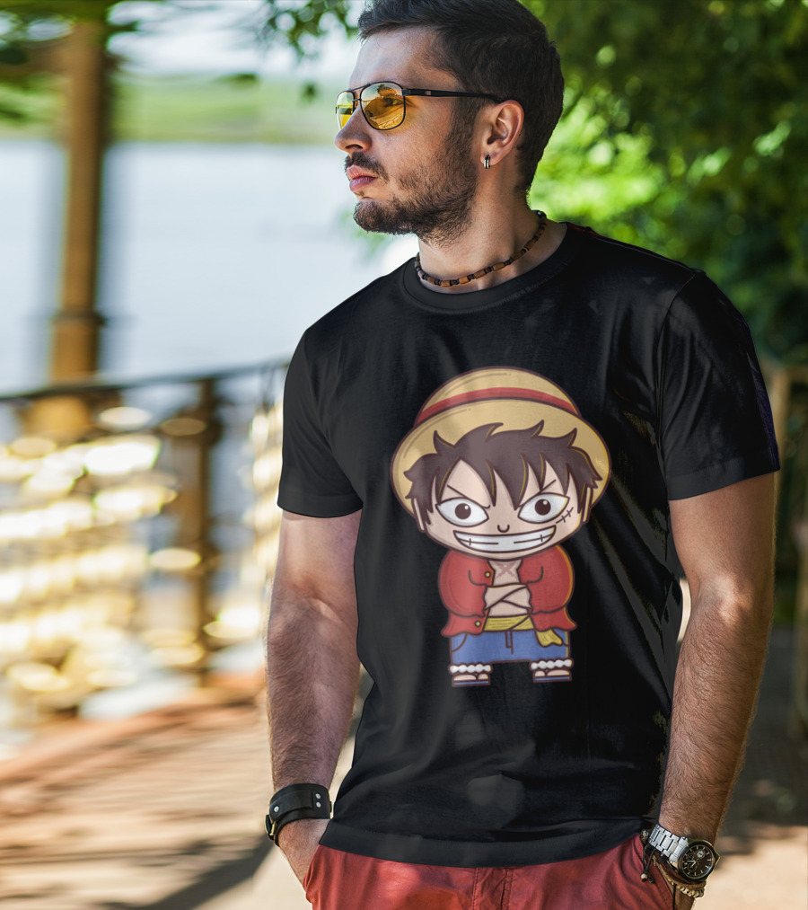 Luffy Si Topi Jerami Straw Hat Pirate Anime Character T-Shirt