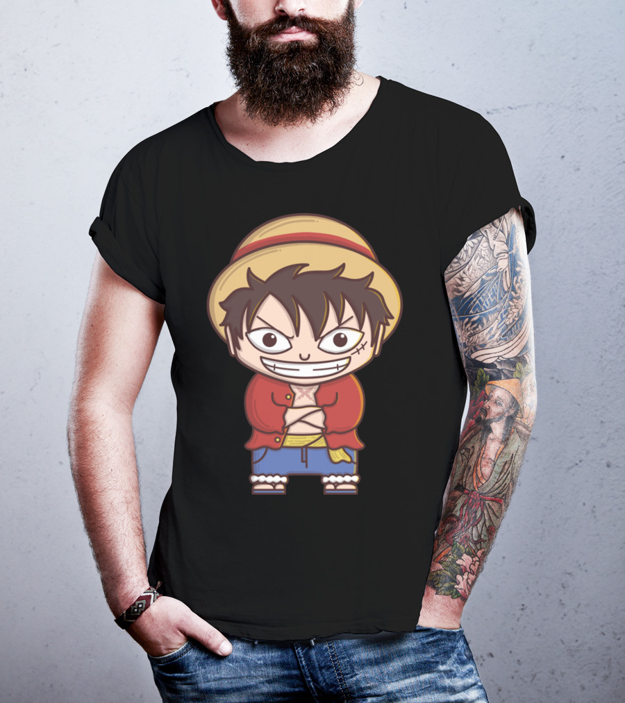 Luffy Si Topi Jerami Straw Hat Pirate Anime Character T-Shirt