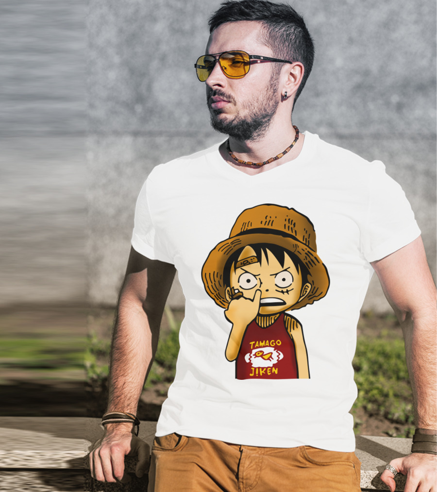 Luffy Childhood Tamago Jiken Iconic Straw Hat Young Luffy T-Shirt