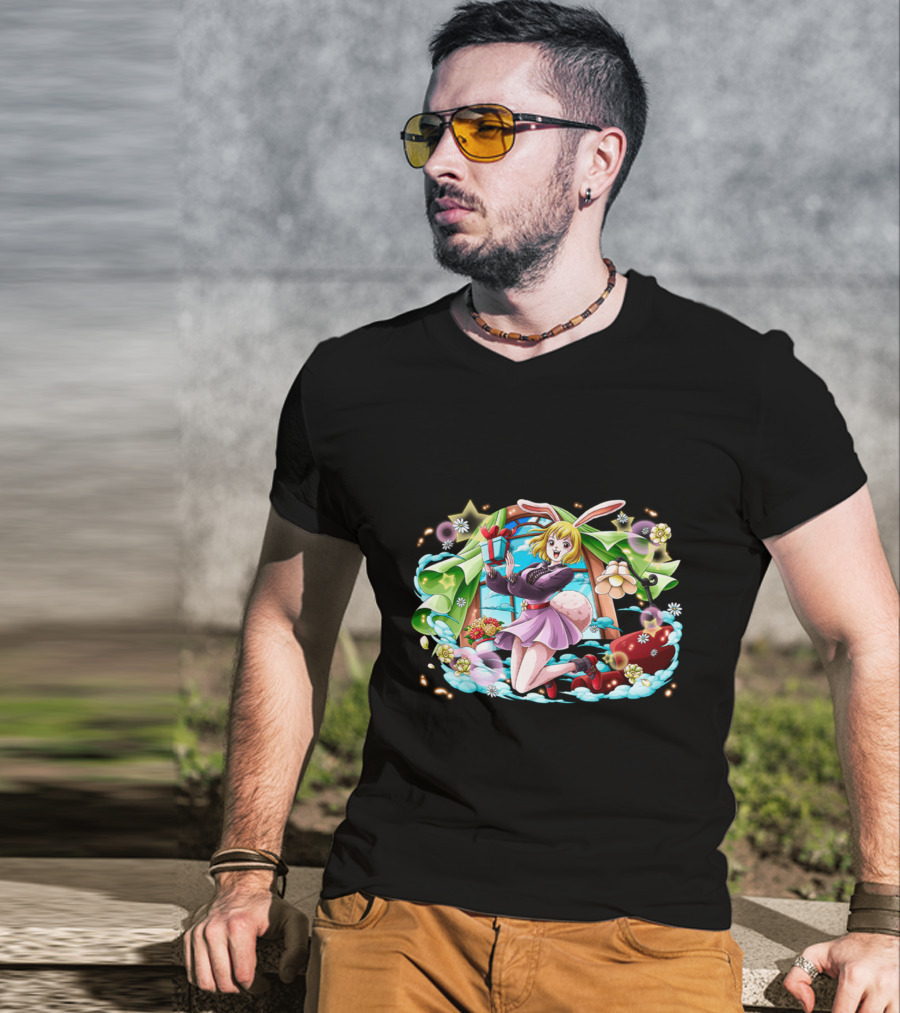 One Piece Girl Festive Bunny With Gift And Flowers T-Shirt