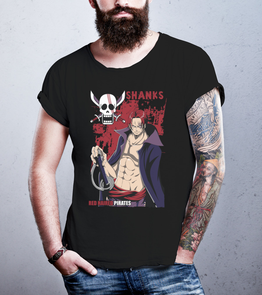 Red Haired Pirates Shanks Skull Symbol Manga T-Shirt