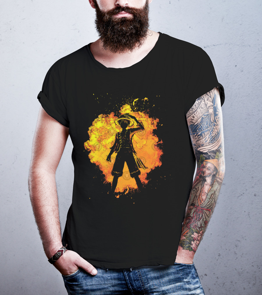 Soul Of The Pirate Luffy Fire Silhouette Anime T-Shirt