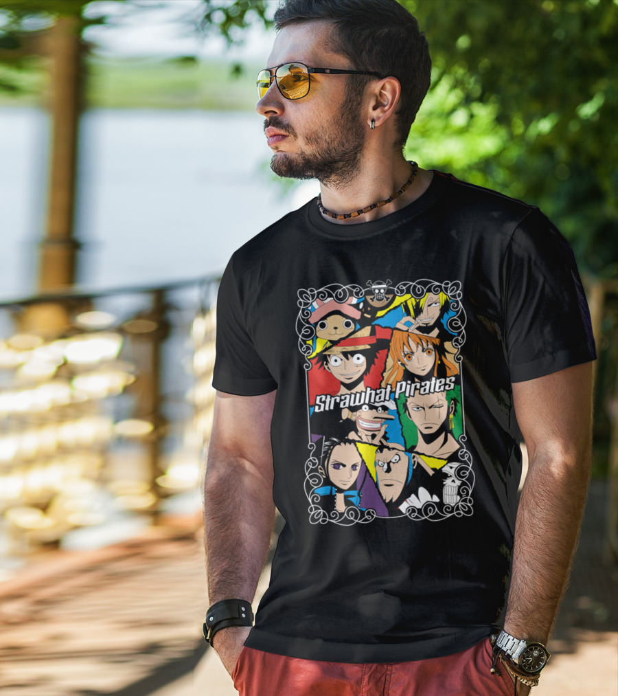 Strawhat Pirates Crew Vibrant Character Portraits T-Shirt