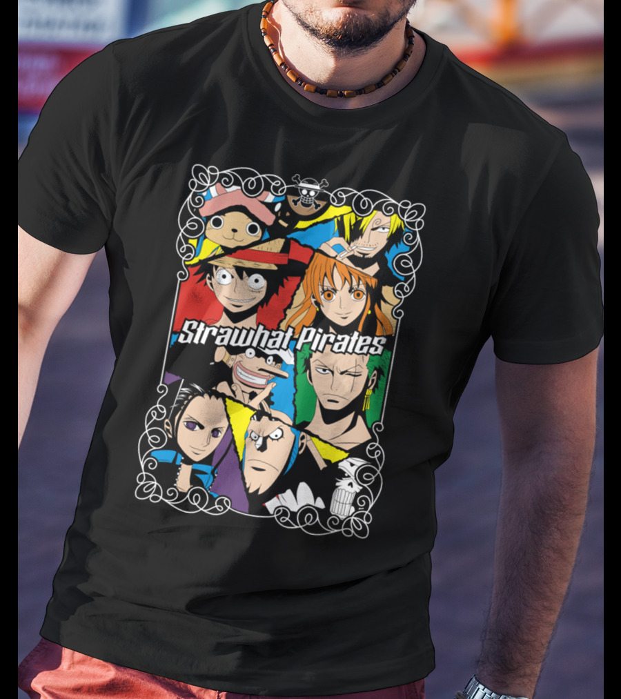 Strawhat Pirates Crew Vibrant Character Portraits T-Shirt