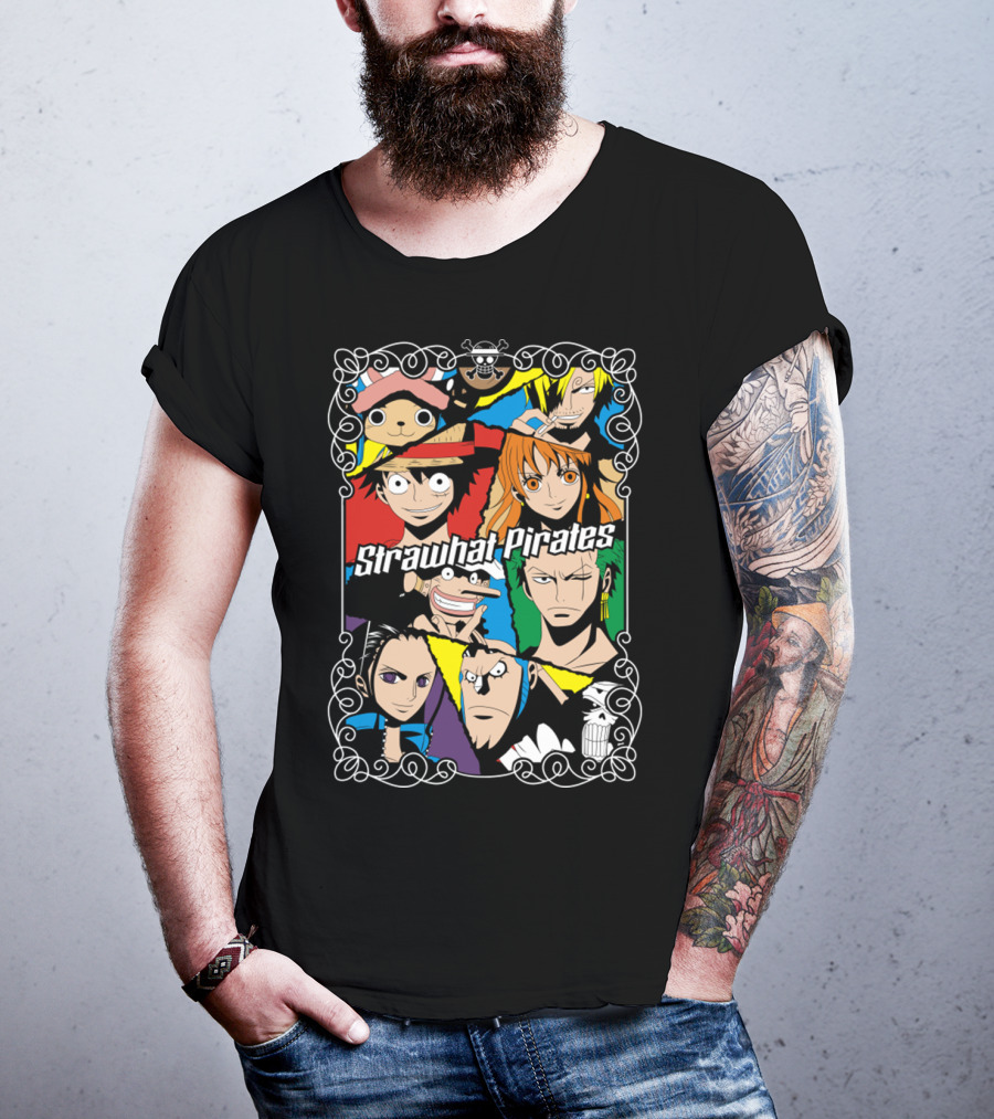 Strawhat Pirates Crew Vibrant Character Portraits T-Shirt