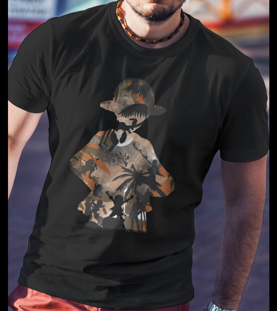 One Piece Straw Hat Crew Adventure Silhouette Scene T-Shirt
