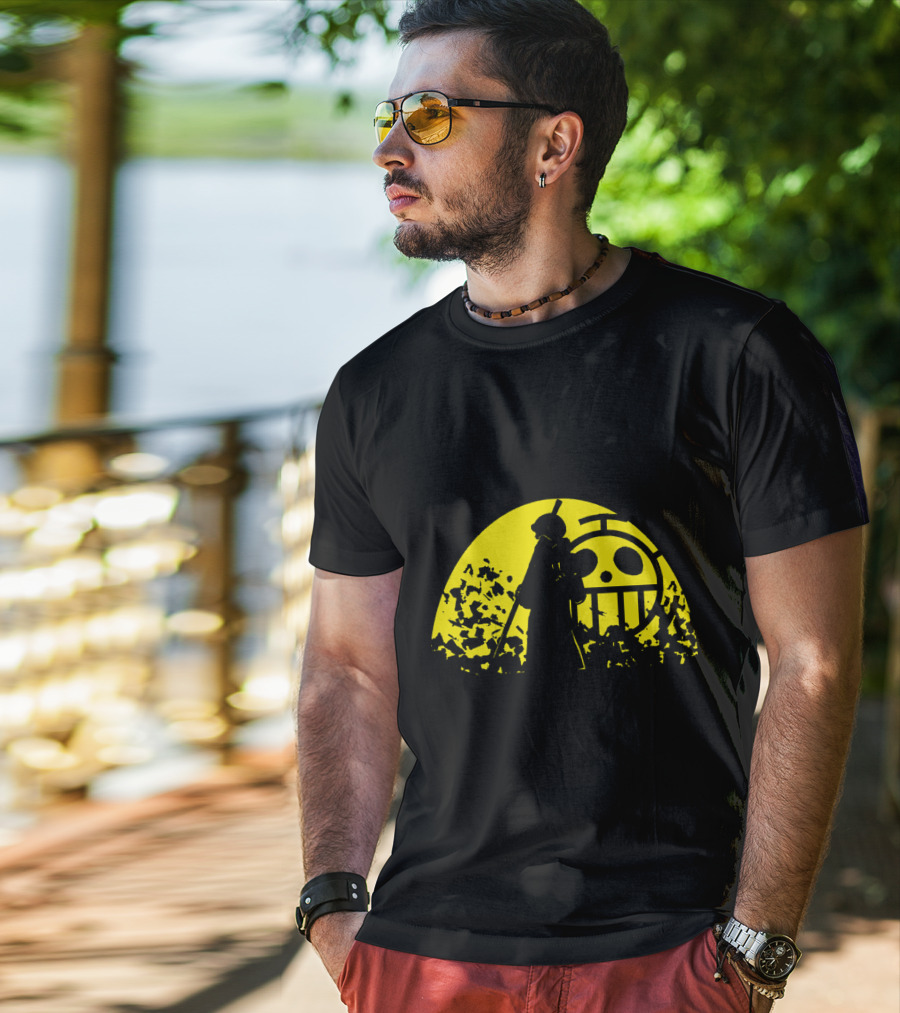 Trafalgar D Water Law One Piece Heart Pirates Jolly Roger Sunset T-Shirt