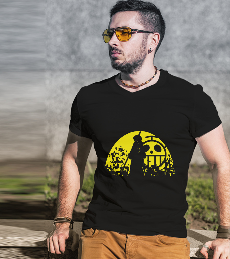 Trafalgar D Water Law One Piece Heart Pirates Jolly Roger Sunset T-Shirt