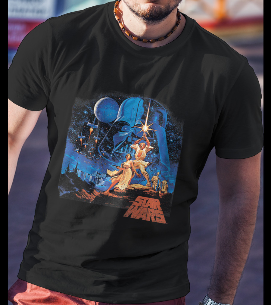 Star Wars Luke Leia Darth Vader X-Wing Tatooine R2D2 C3PO A New Hope T-Shirt