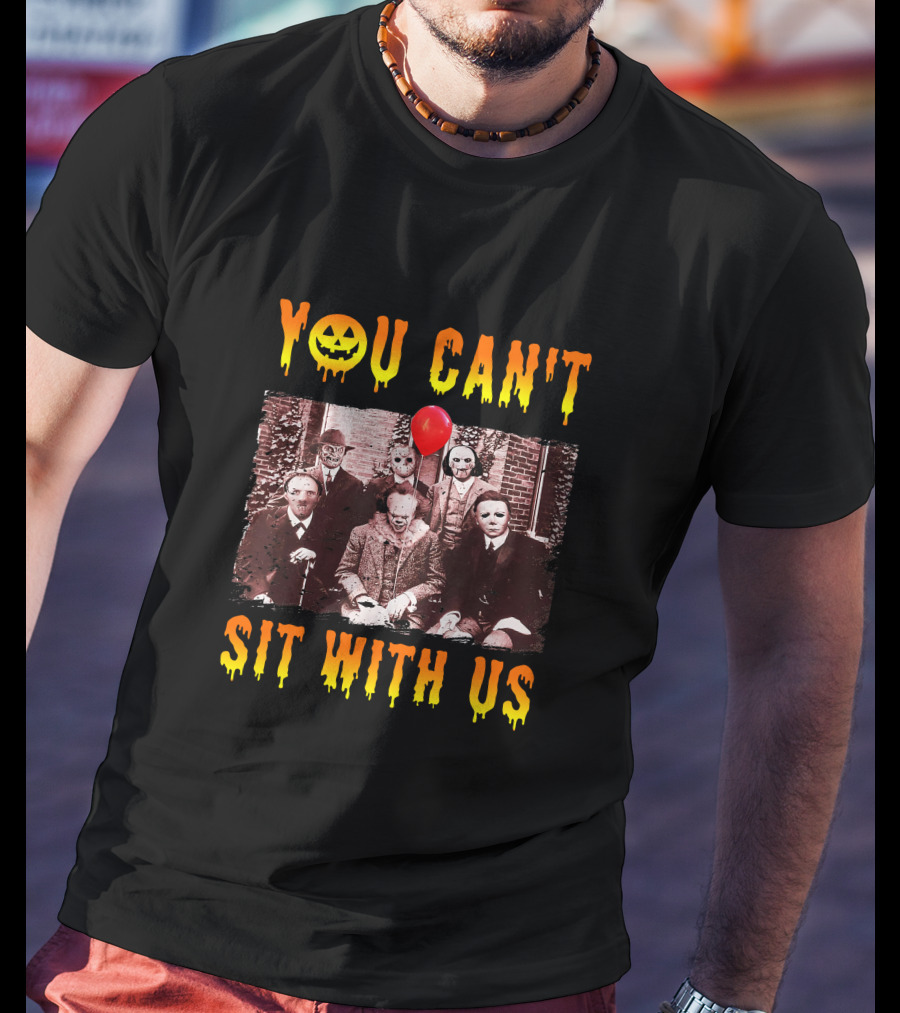You Can't Sit With Us Halloween Horror Characters Red Balloon T-Shirt