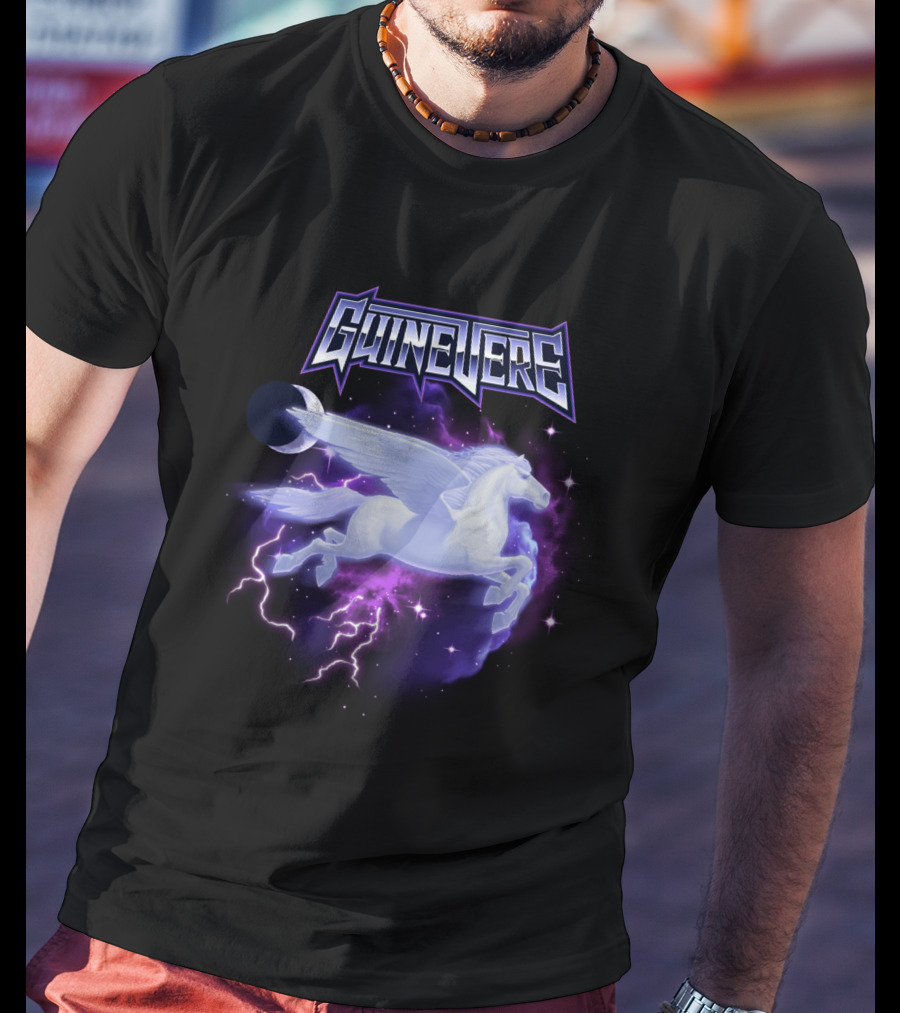 Guinevere Flying Pegasus With Lightning And Crescent Moon T-Shirt