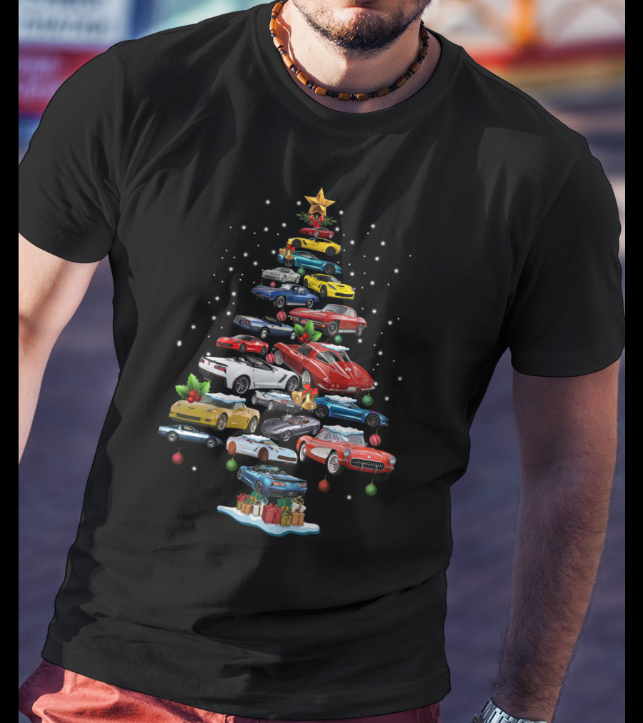 Corvette Christmas Tree Classic Cars Holiday Arrangement T-Shirt