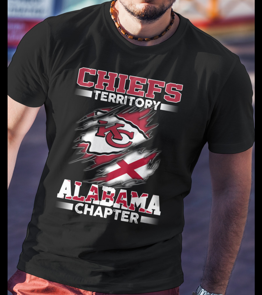 CHIEFS TERRITORY ALABAMA CHAPTER KC Logo And Alabama Flag T-Shirt