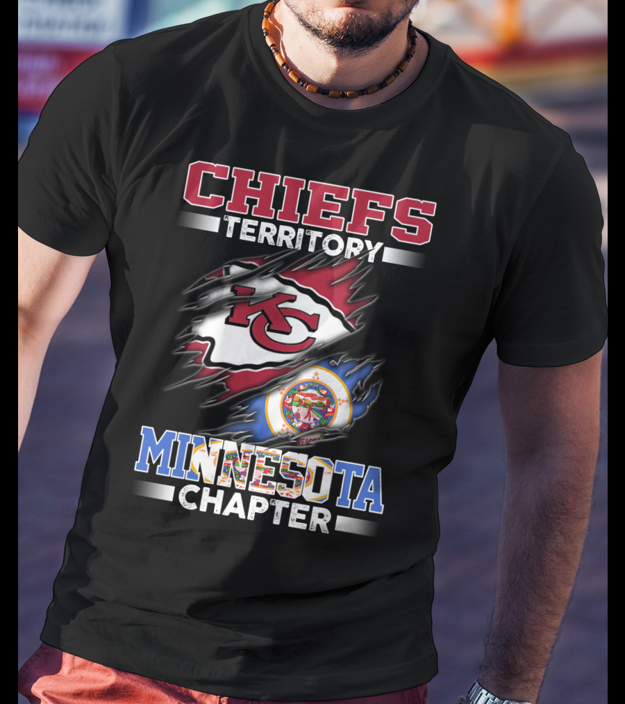 CHIEFS TERRITORY MINNESOTA CHAPTER KC Logo And Minnesota State Flag T-Shirt