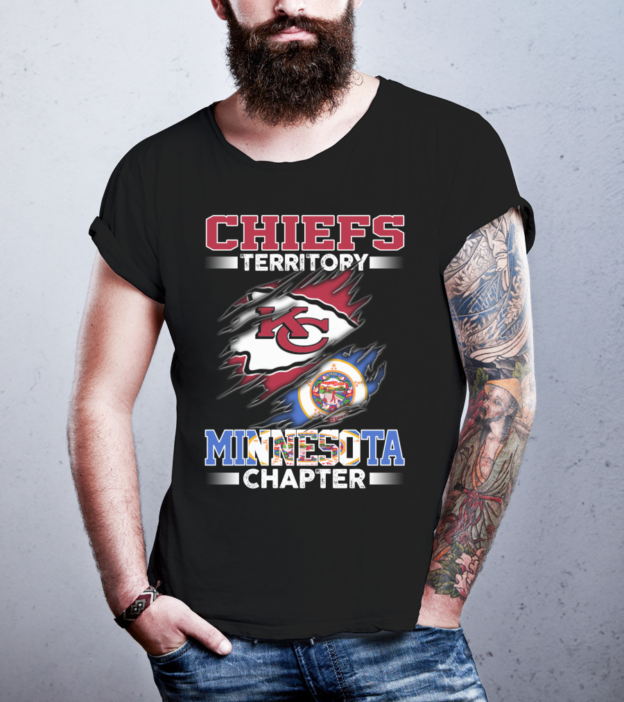 CHIEFS TERRITORY MINNESOTA CHAPTER KC Logo And Minnesota State Flag T-Shirt