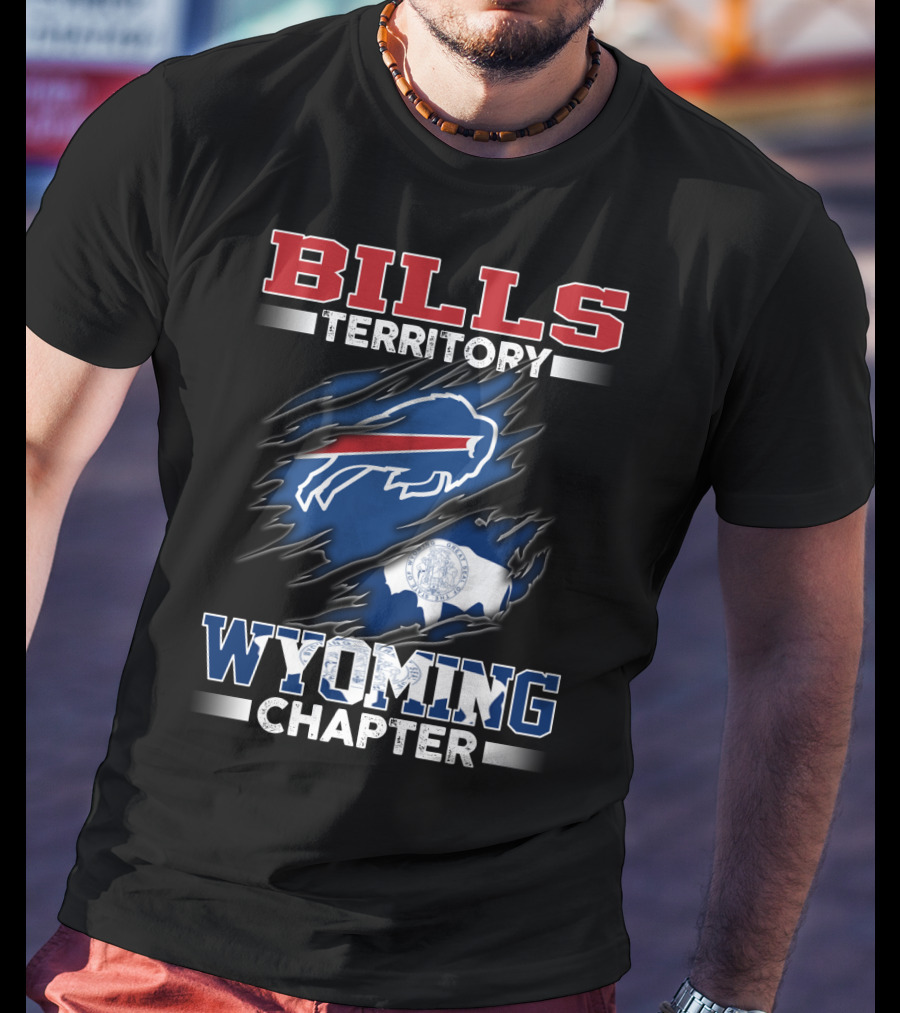 BILLS Territory Wyoming Chapter Buffalos Logo And State Flag T-Shirt