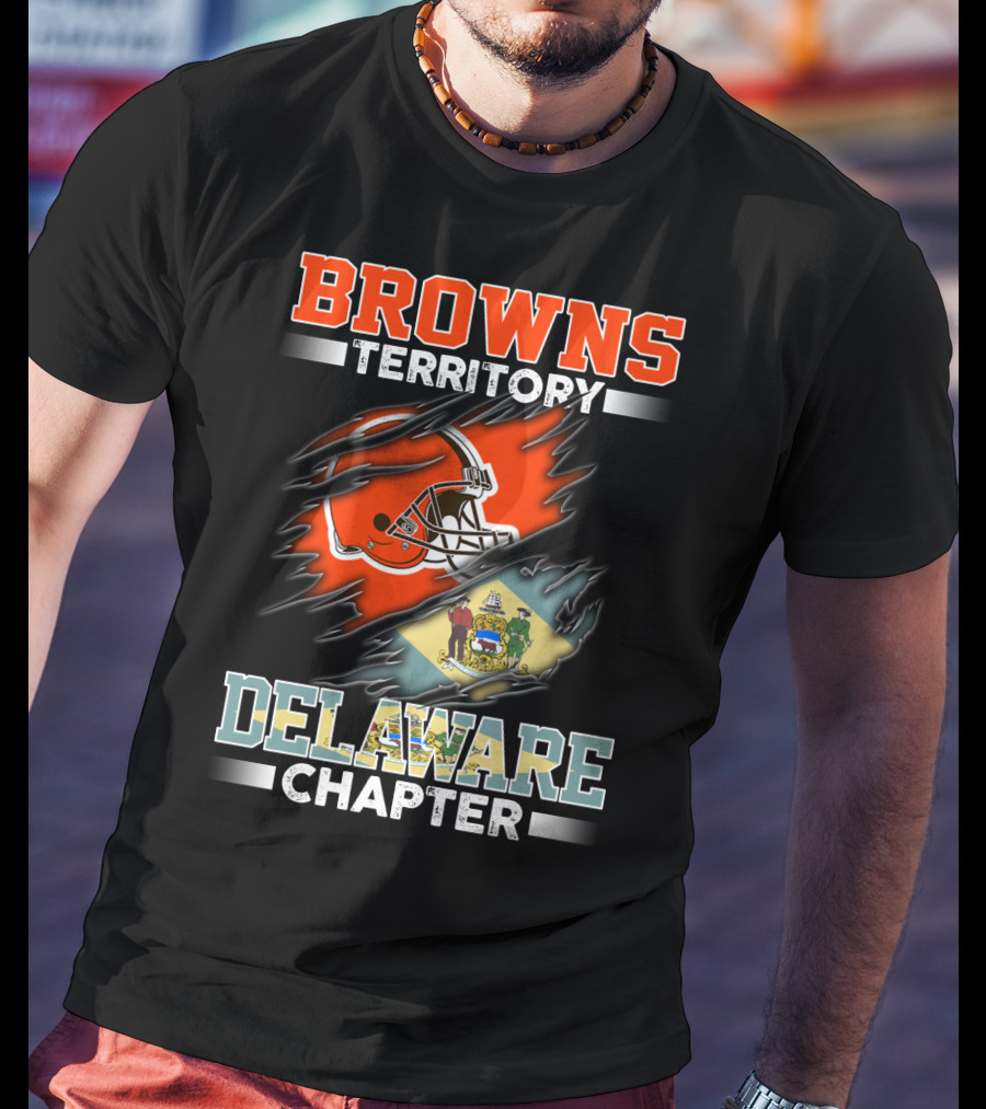 BROWNS Territory Delaware Chapter Football Helmet State Flag T-Shirt