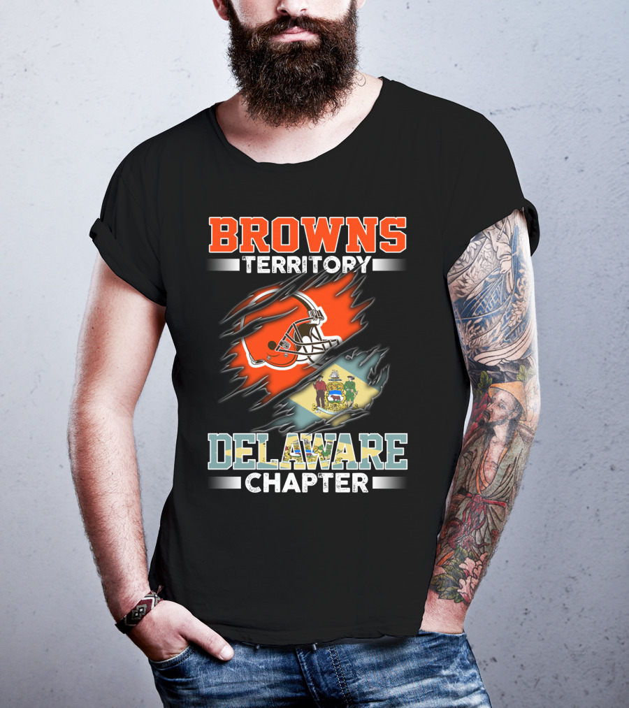BROWNS Territory Delaware Chapter Football Helmet State Flag T-Shirt