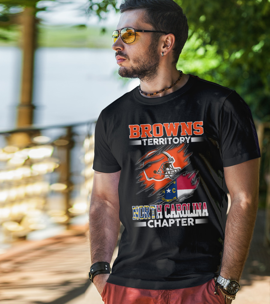 Browns Territory North Carolina Chapter Football Helmet And State Flag T-Shirt