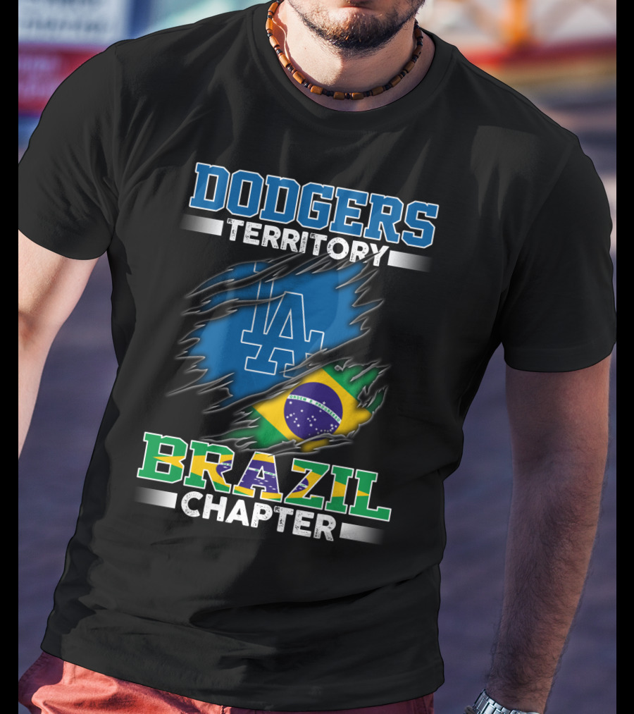 DODGERS TERRITORY BRAZIL CHAPTER LA Logo Brazilian Flag T-Shirt