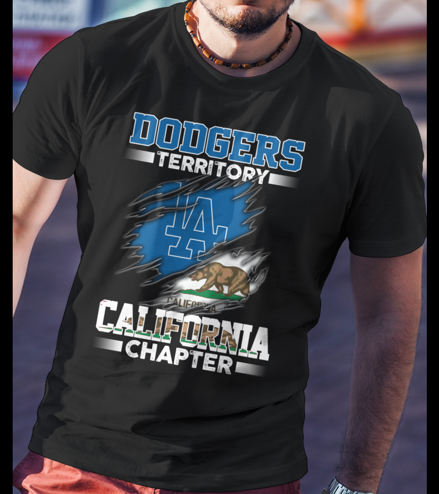 Dodgers Territory California Chapter LA Logo California Bear Flag T-Shirt