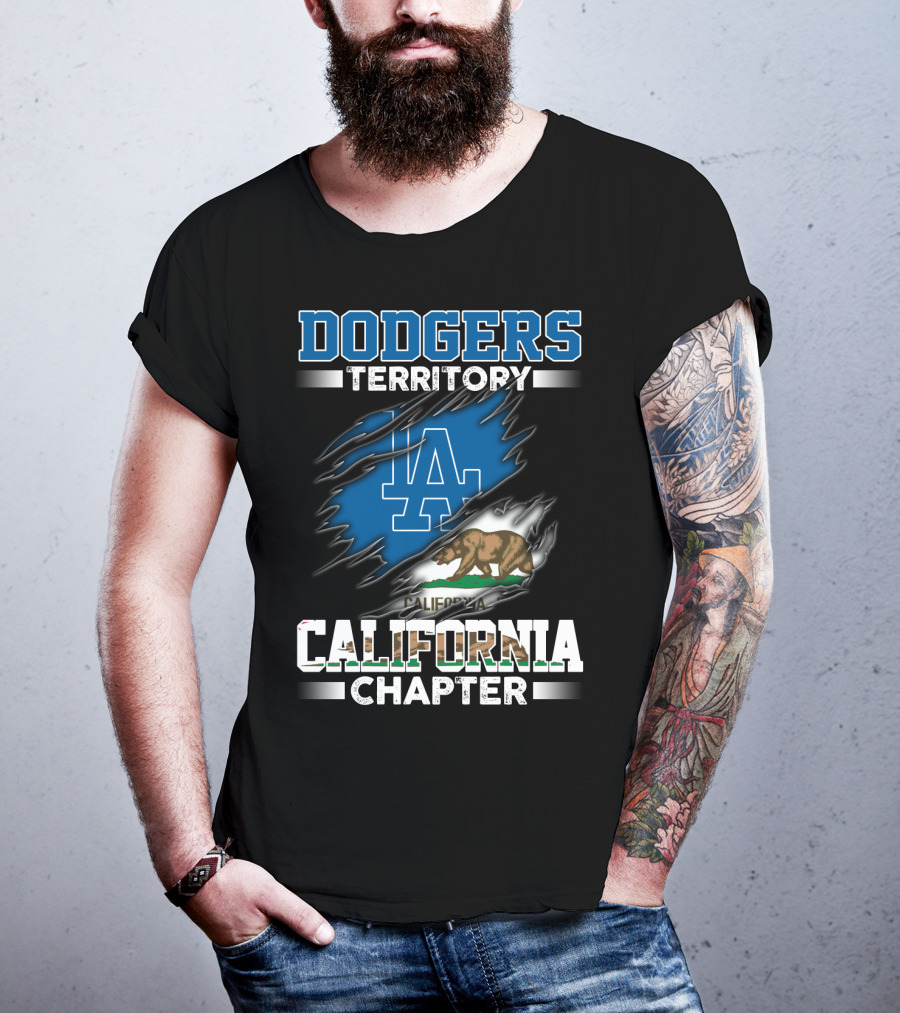 Dodgers Territory California Chapter LA Logo California Bear Flag T-Shirt