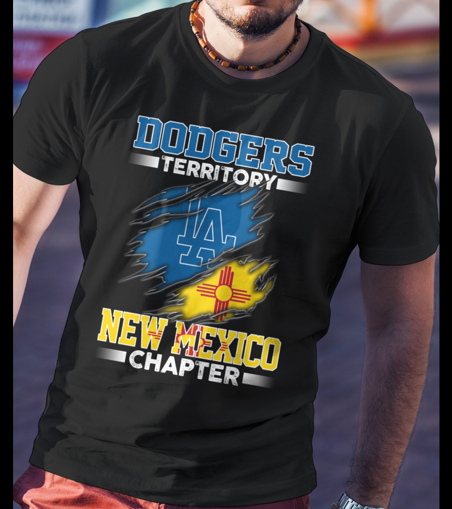 Dodgers Territory New Mexico Chapter LA Logo New Mexico Flag T-Shirt
