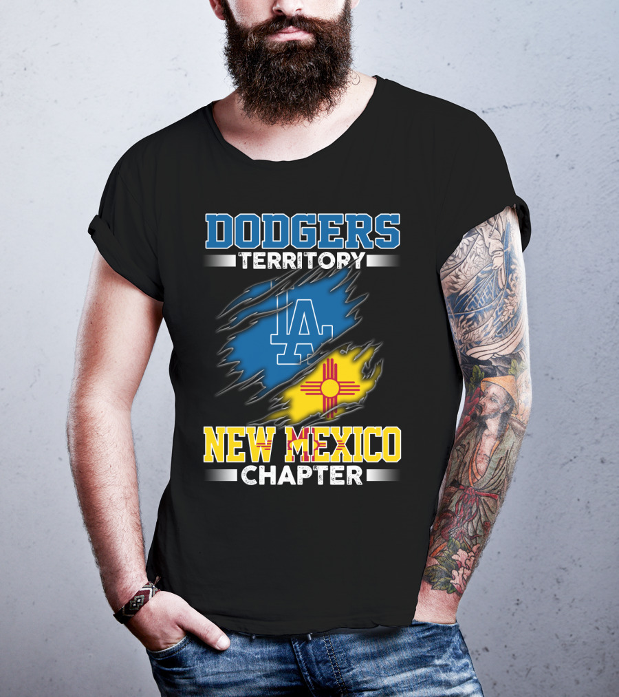 Dodgers Territory New Mexico Chapter LA Logo New Mexico Flag T-Shirt