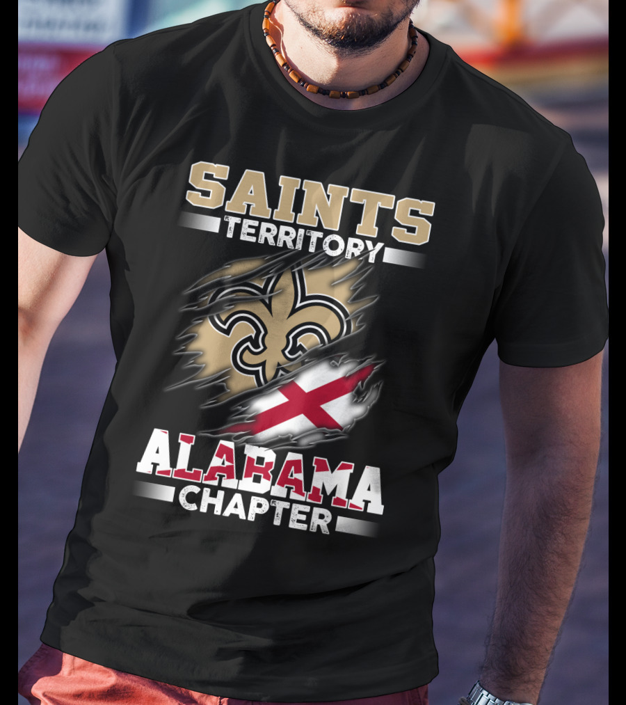Saints Territory Alabama Chapter Fleur-De-Lis Cross Flag T-Shirt