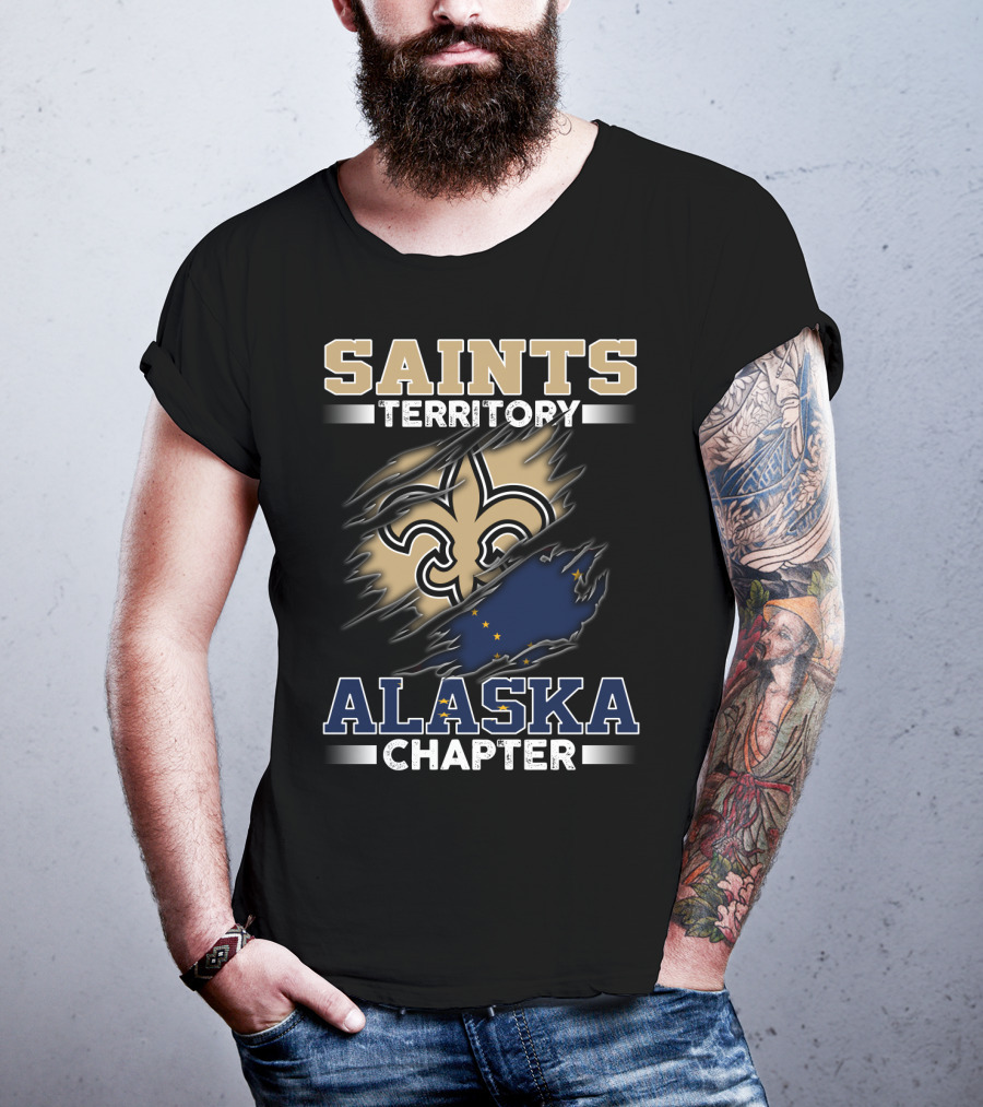 Saints Territory Alaska Chapter Fleur-De-Lis And Alaska Flag T-Shirt