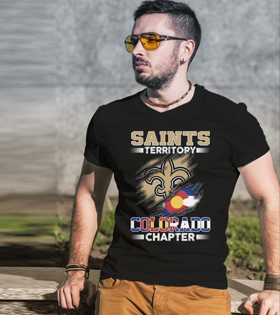 Saints Territory Fleur De Lis Colorado Flag Chapter T-Shirt