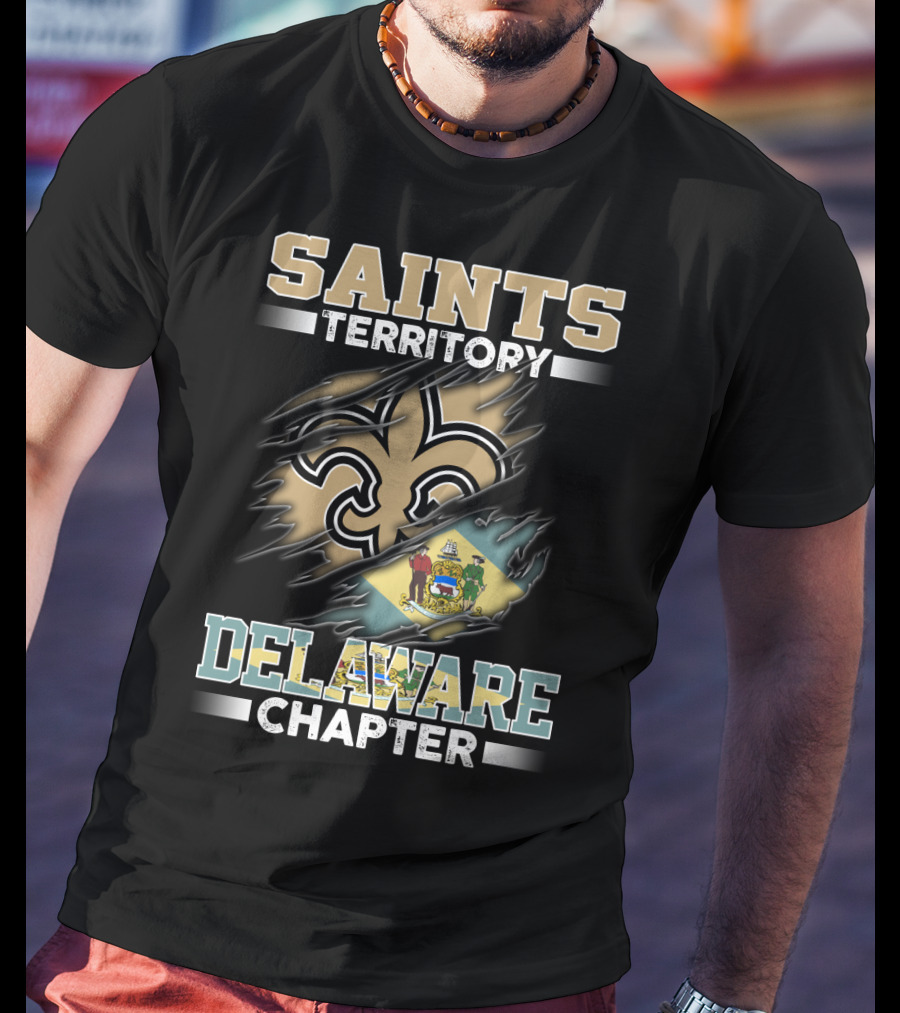 Saints Territory Delaware Chapter Fleur-De-Lis And Delaware Flag T-Shirt