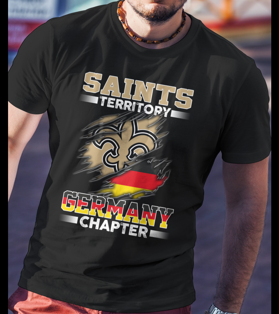 Saints Territory Germany Chapter Fleur-De-Lis German Flag Ripping T-Shirt