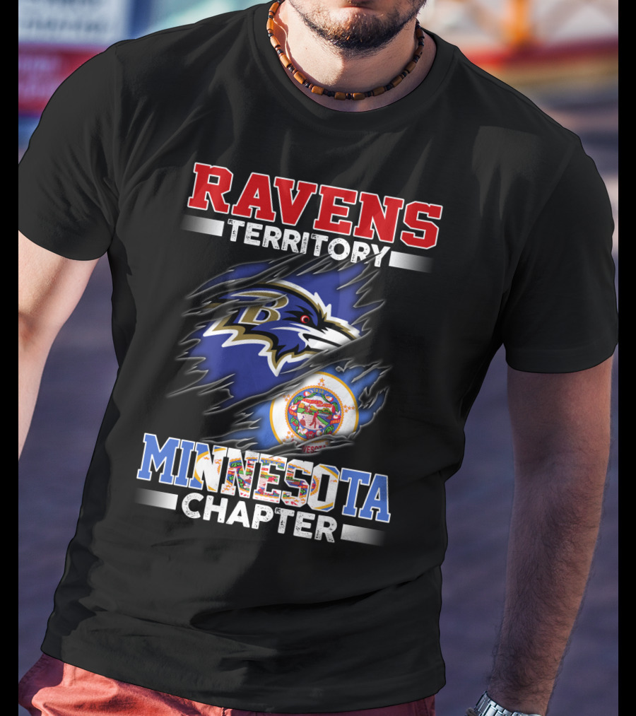 Ravens Territory Minnesota Chapter Nfl Team Logo And State Flag T-Shirt