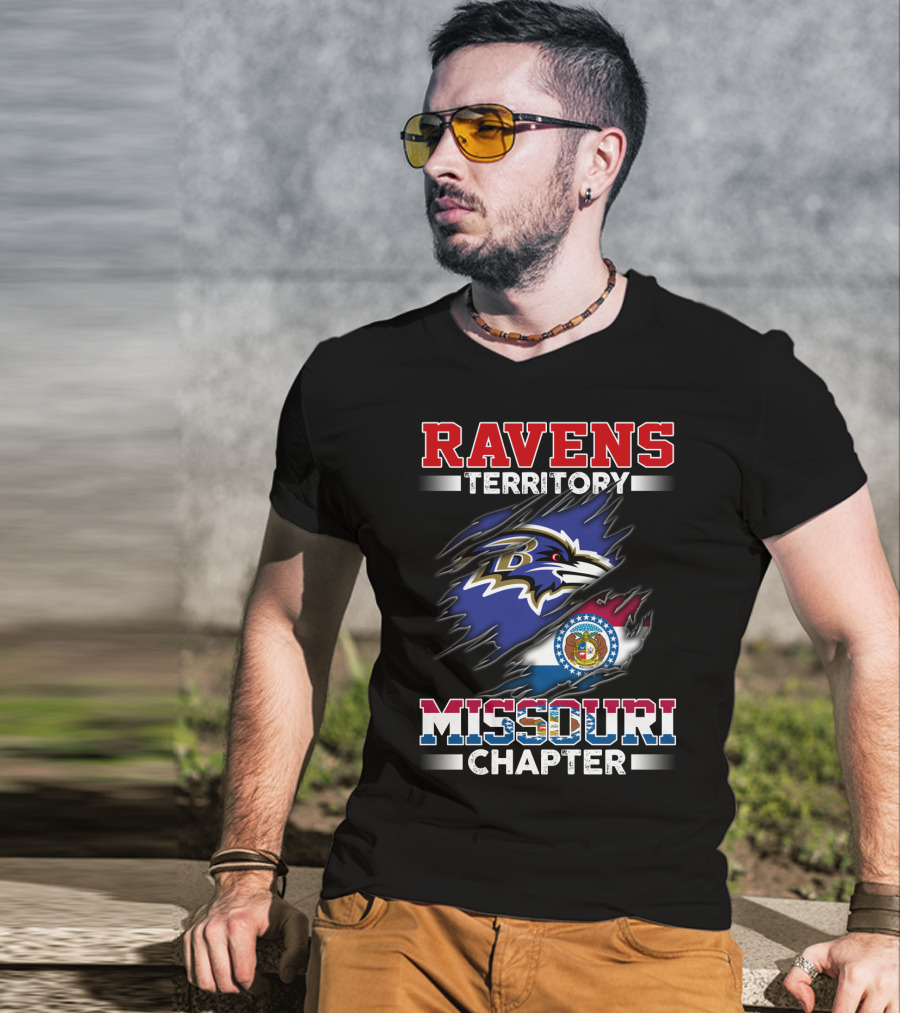 Ravens Territory Missouri Chapter State Flag And Team T-Shirt