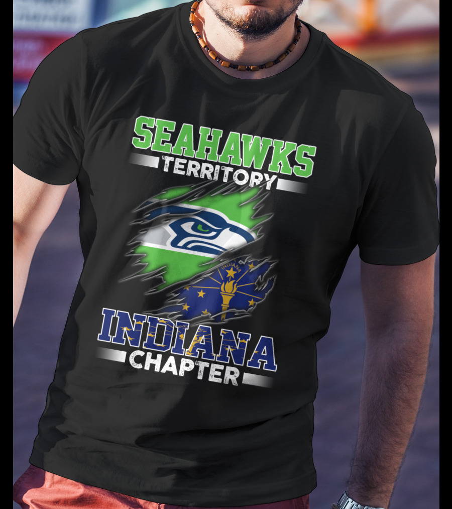Seahawks Territory Indiana Chapter Flag Emblem Fan T-Shirt