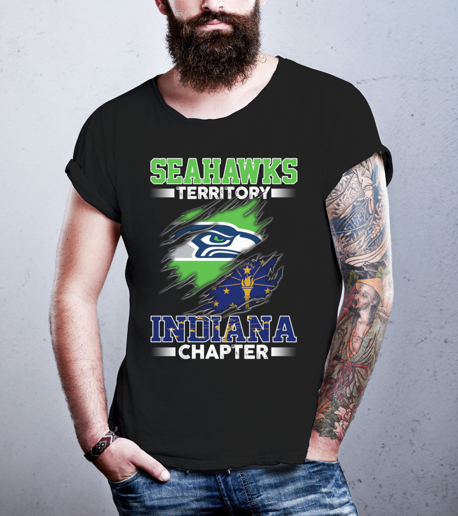 Seahawks Territory Indiana Chapter Flag Emblem Fan T-Shirt