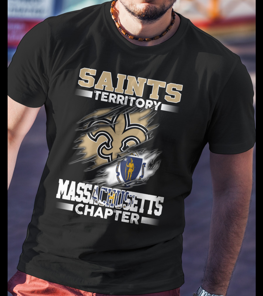 Saints Territory Massachusetts Chapter Fleur-De-Lis Flag T-Shirt