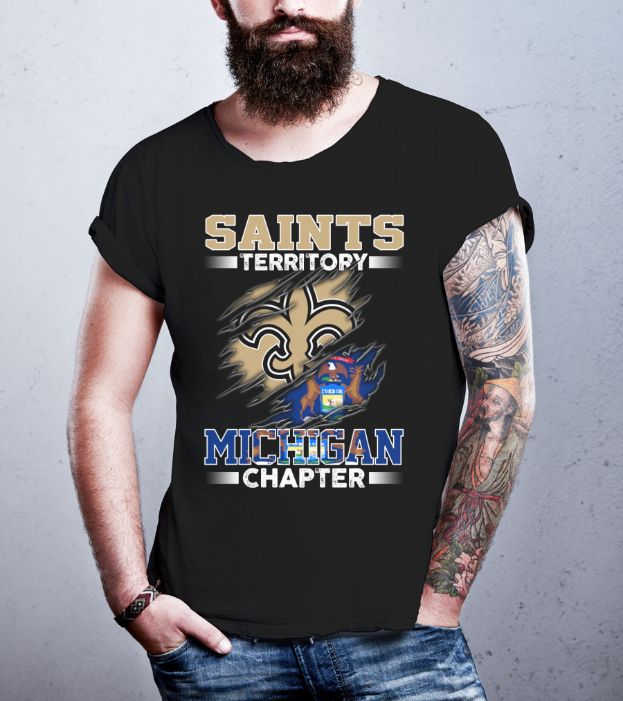 Saints Territory Michigan Chapter Fleur-De-Lis And State Seal T-Shirt