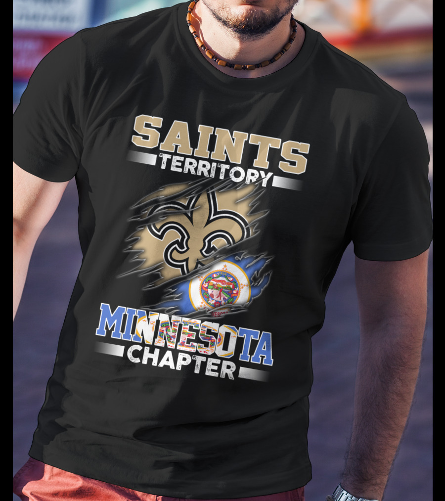 Saints Territory Minnesota Chapter Fleur-De-Lis With Minnesota Flag T-Shirt