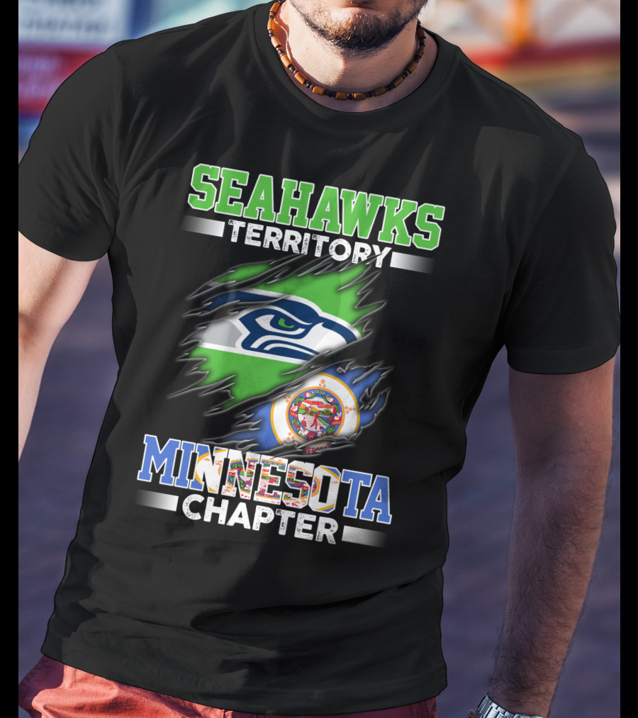 Seahawks Territory Minnesota Chapter Team Logo Flag Combination T-Shirt