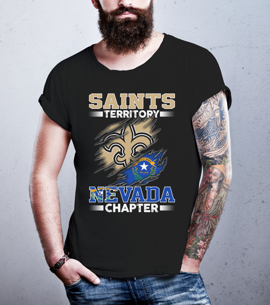 Saints Territory Fleur-De-Lis Nevada Chapter Battle Born Flag T-Shirt