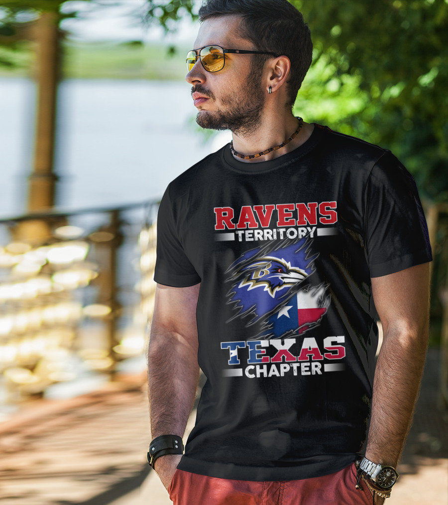 Ravens Territory Texas Chapter Nfl Team Texas State Flag T-Shirt